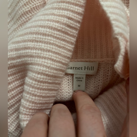 Garnet Hill | Pink Recycled Cashmere Turtleneck Button Side Sz M - Picture 5 of 10